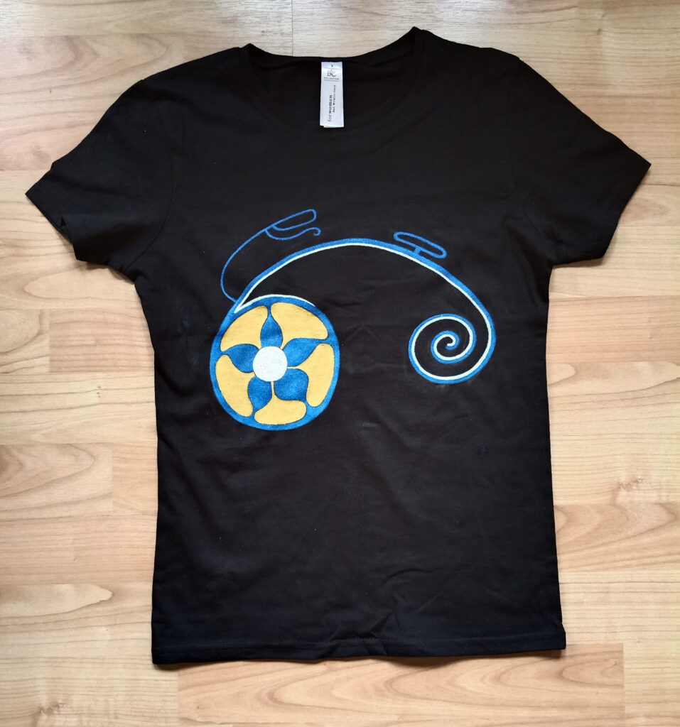 Bici happy azul flor espiral diseño 